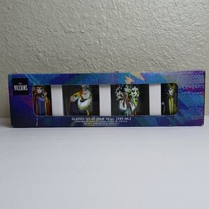 DISNEY‎ VILLAINS - 4pc 10oz Highball Glassware Set of 4 Bar Drinking Glasses